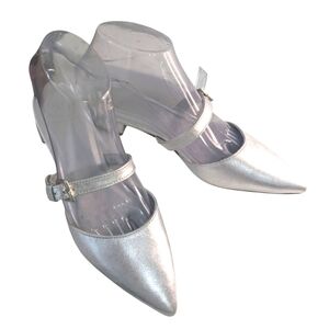 Bruno Magli Pasha mules in a metallic silver  ..Size 37.5/US 7.5